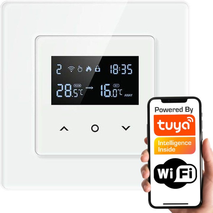 PSMART Термостат общий 16А, белый RM WiFi TUYA