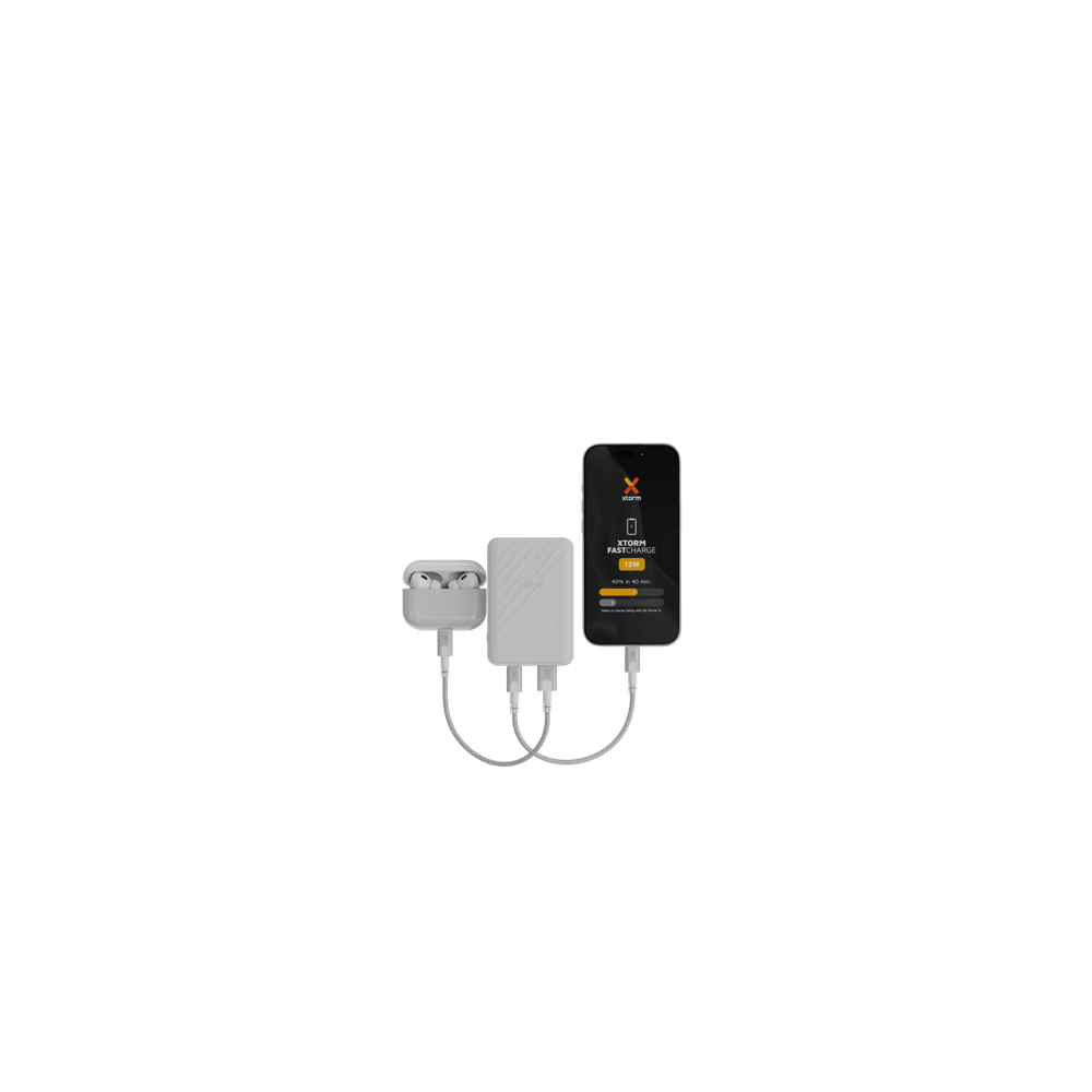 Xtorm 12W FastCharge Go2 Powerbank 5.000 - tuhkanvalkoinen
