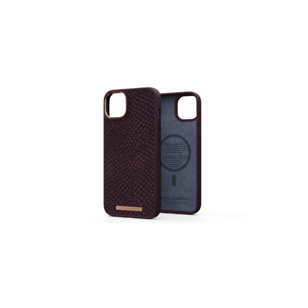 Njord Salm. Leather Magsafe Case iPhone 14 Plus Rust