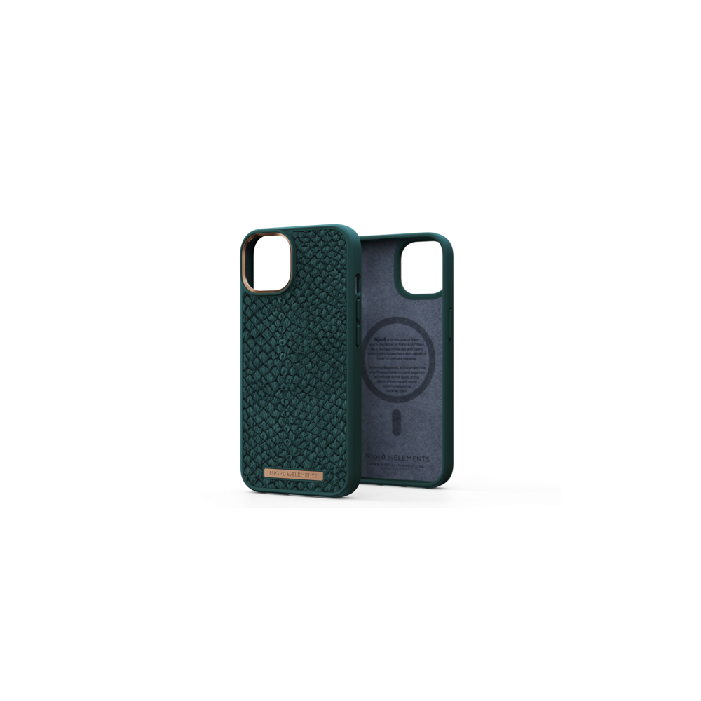 Njord Salm.Nahast Magsafe Case iPhone 14 Roheline