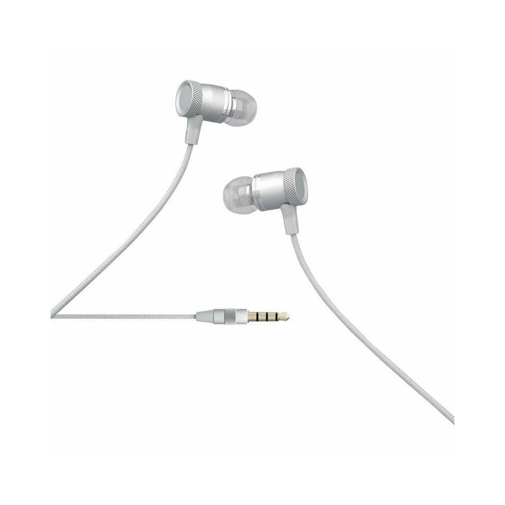 Color block Earphones with microphone (silver)