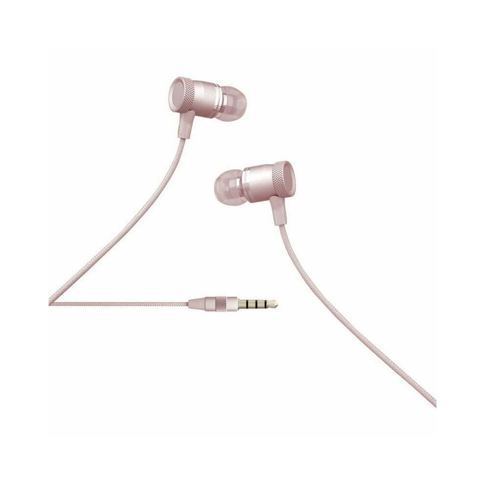Color block Earphones with microphone (rose)