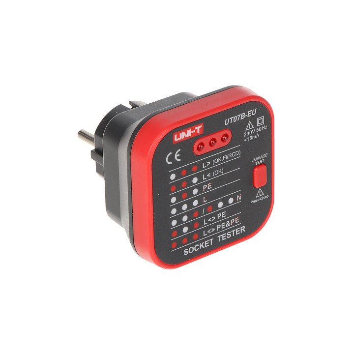 UNI-T UT-07B-EU RCD Tester Socket – Residual Current Device Tester for 230V Schuko Sockets