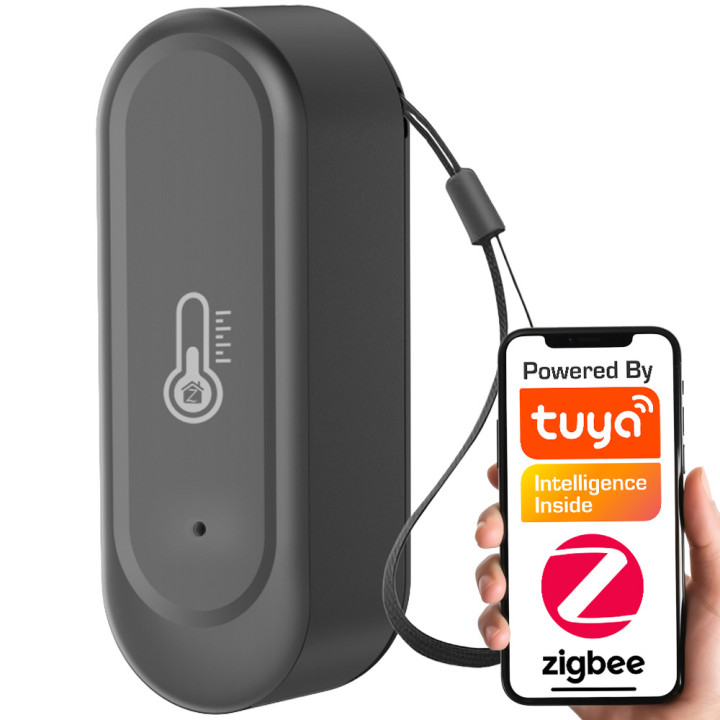 Waterproof Temperature and Humidity Sensor Black Zigbee Tuya 5906203624201