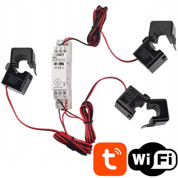 OXT viedais trīsfāzu DIN sliedes enerģijas mērītājs ar 100A/60A CT skavām WiFi TUYA