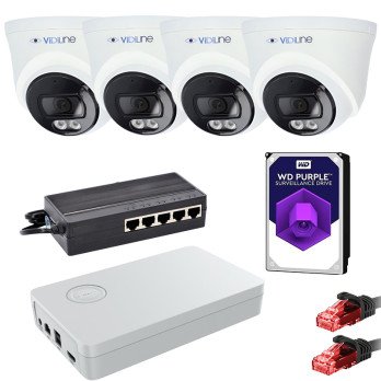 IP -valvontapaketti 4 kameraa 4MPX PoE -kytkin 1TB Vidiline HDD