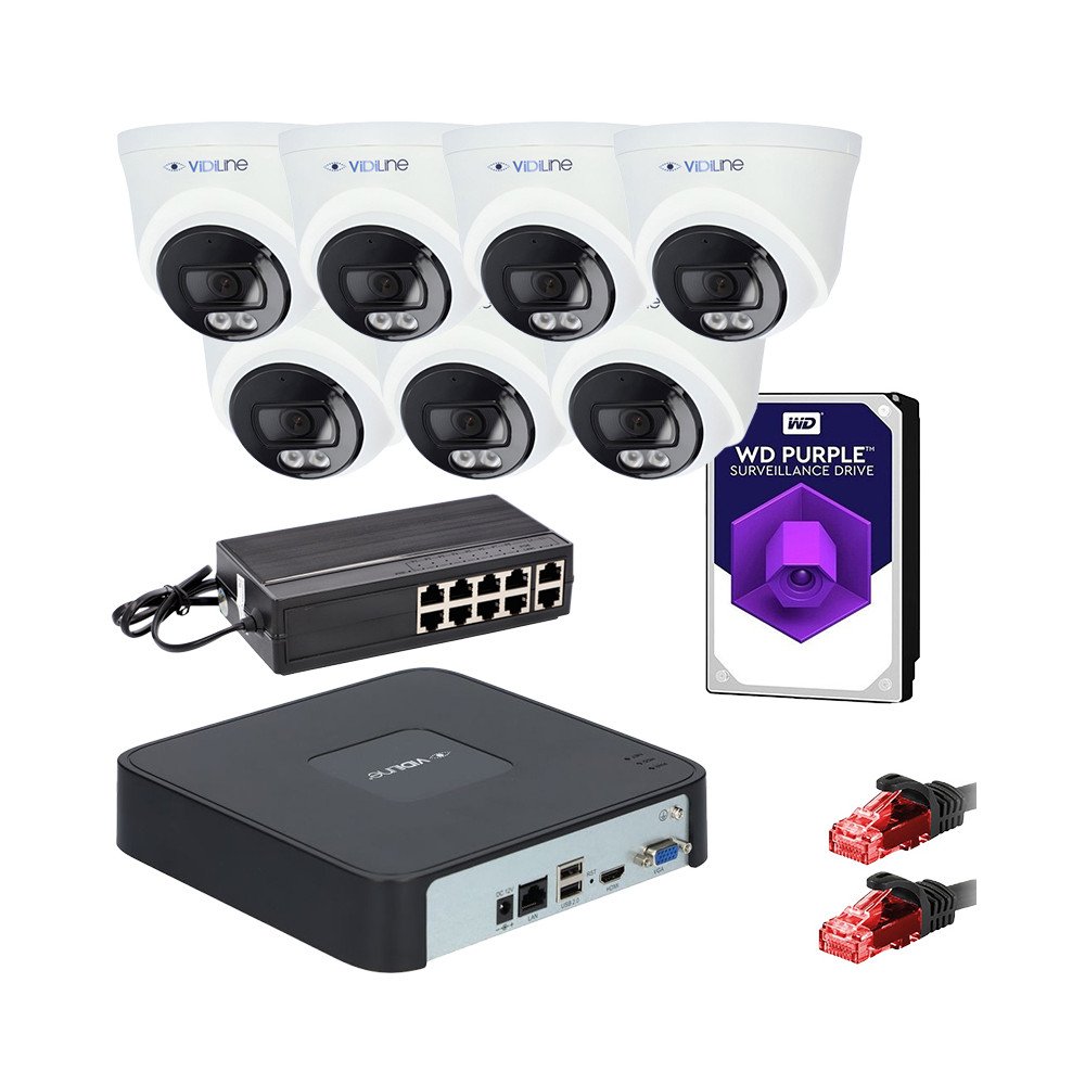Monitoringa komplekts 7 kameram 4MPX POE sledzis 2TB Vidiline HDD