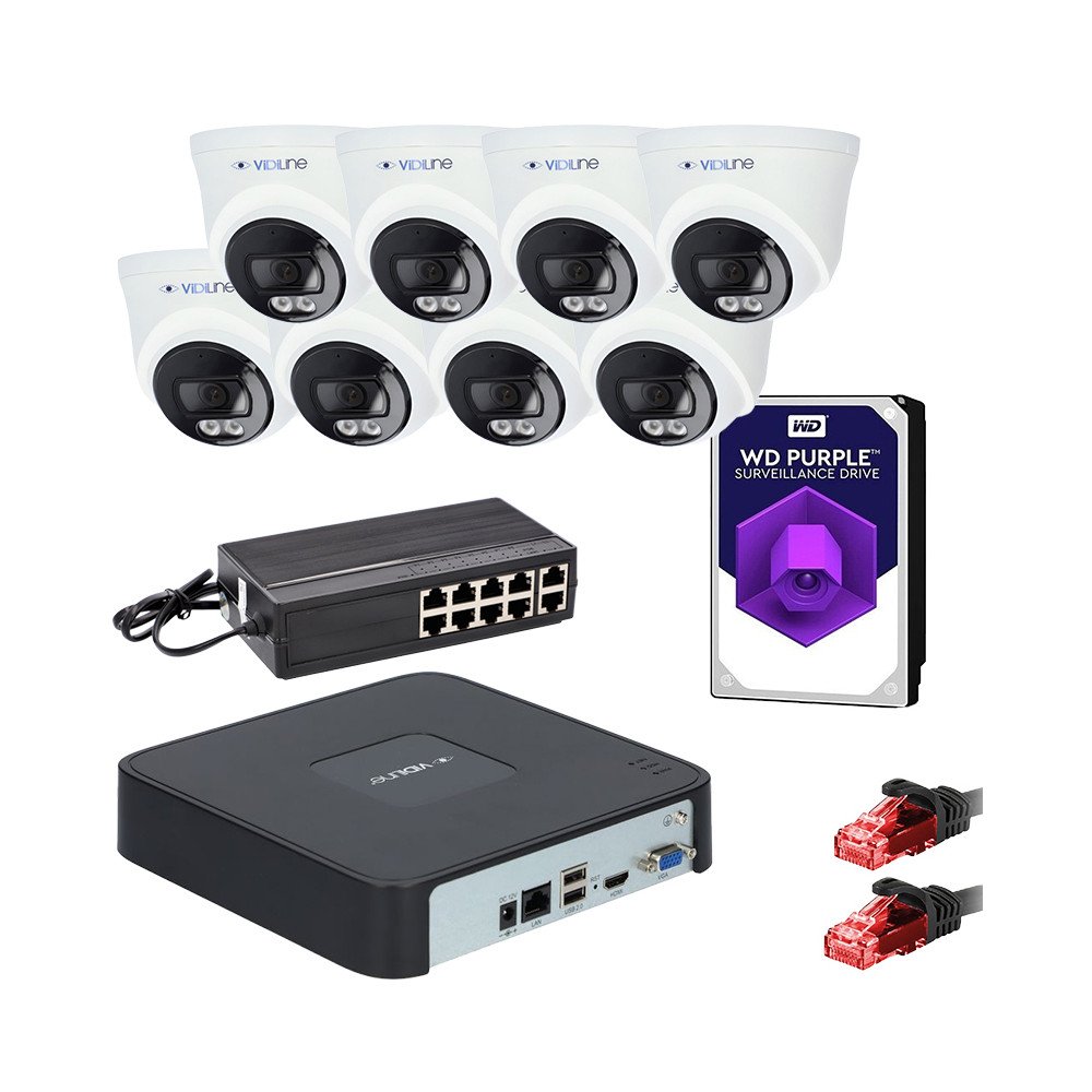 Monitoringa komplekts 8 kameram 4MPX POE sledzis 2TB Vidiline HDD