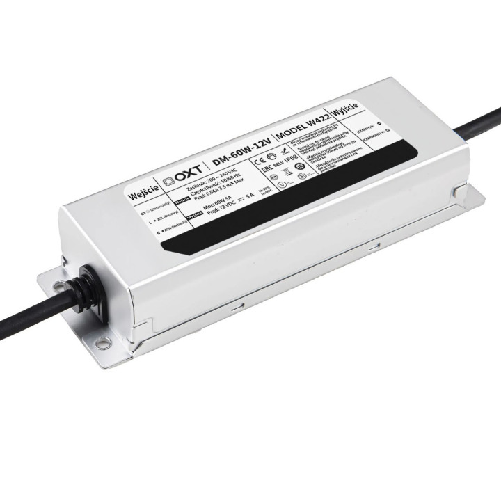OXT LED Power Supply 12V 60W 5A IP68 Waterproof Hermetic