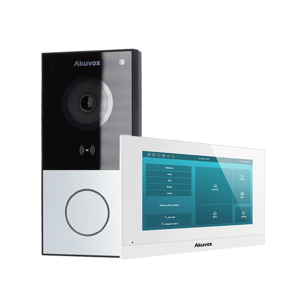 Akuvox skydelis E12W sidabro vaizdo irasu intervalo rinkinys + C313N monitorius