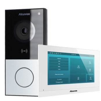 Akuvox skydelis E12W sidabro vaizdo irasu intervalo rinkinys + C313N monitorius