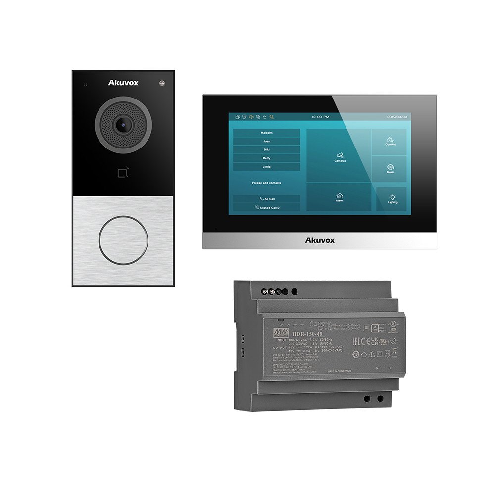 Akuvoxi paneel E12S Video Intercom Set Silver + C313W-LP-2 monitor