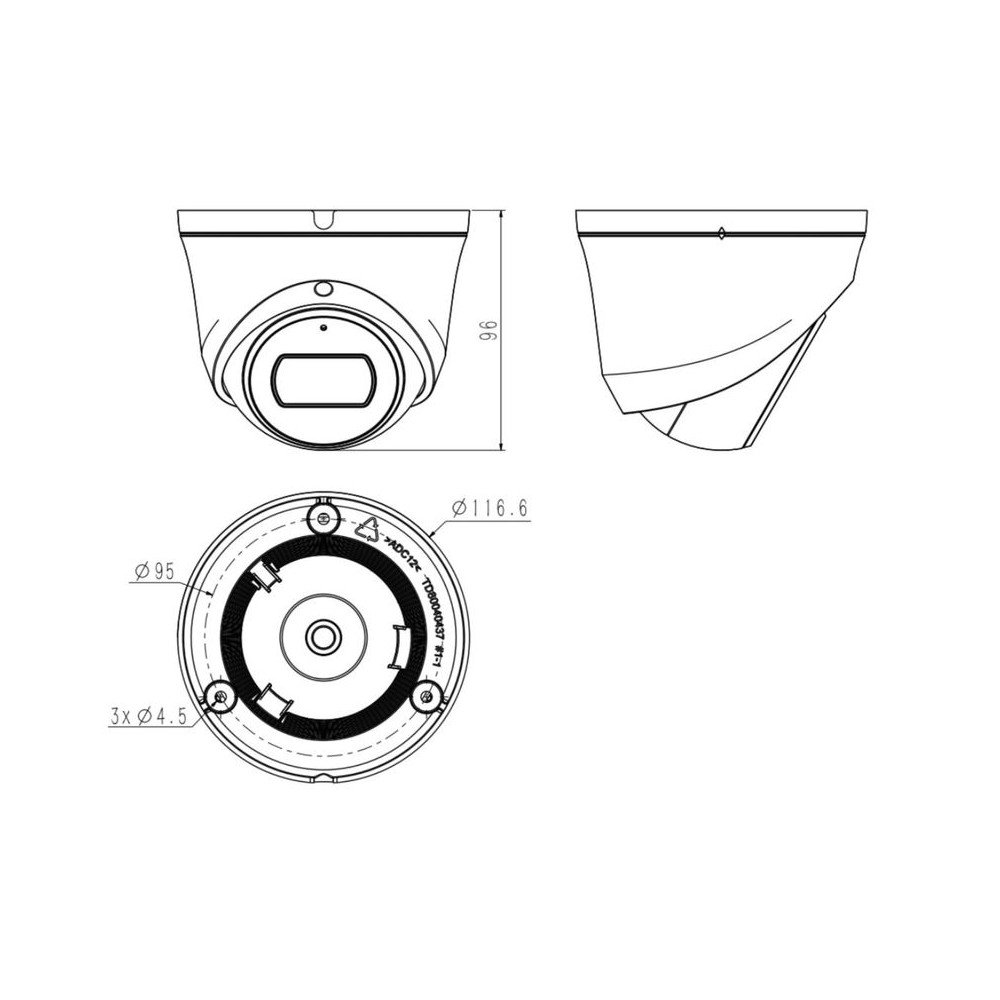 Kamera IP TC -C34XN Spec: i3w/e/y/c/2,8 mm/v5.0 kibirkstis/spalvu gamintojas - 3,7 mpx 2,8 mm Tianddy