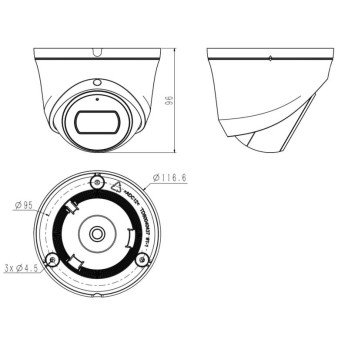 Kamera IP TC -C34XN Spec: i3w/e/y/c/2,8 mm/v5.0 kibirkstis/spalvu gamintojas - 3,7 mpx 2,8 mm Tianddy