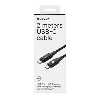 Celly USB-C i USB-C kabeli 100W su LED ekranu [Power Pristatymas]