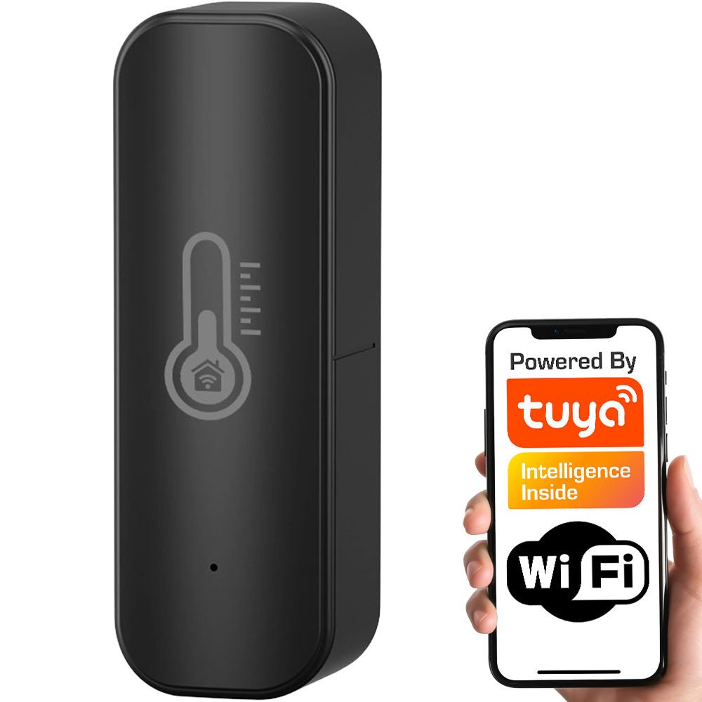 Temperature and Humidity Sensor Black 2 AAA WiFi TUYA