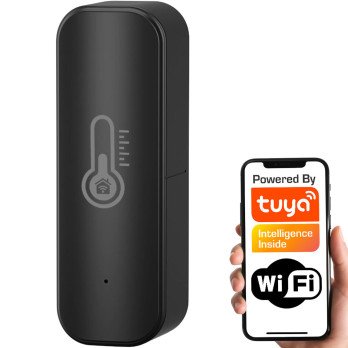 Lampotila- ja kosteusanturi musta 2 AAA WiFi TUYA