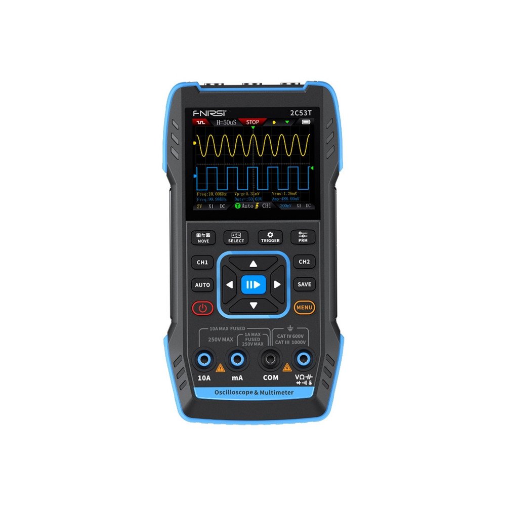 FNIRSI 2C53T portativais 3in1 osciloskopa multimetra signalu generators