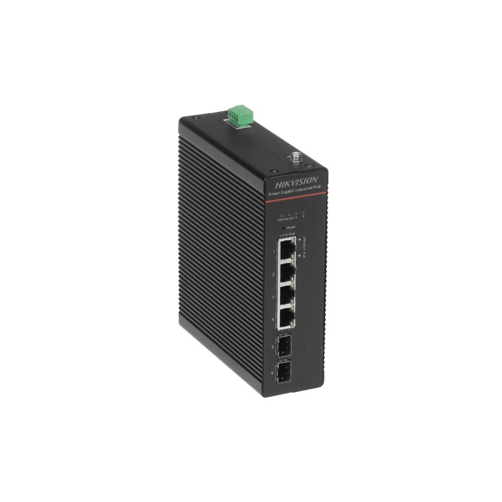 PARVALDITS POE INDUSTRIALAIS SLEDZIS DS-3T1506HP-SI-4P2F/BEZ barosanas bloka 4 PORTU SFP Hikvision