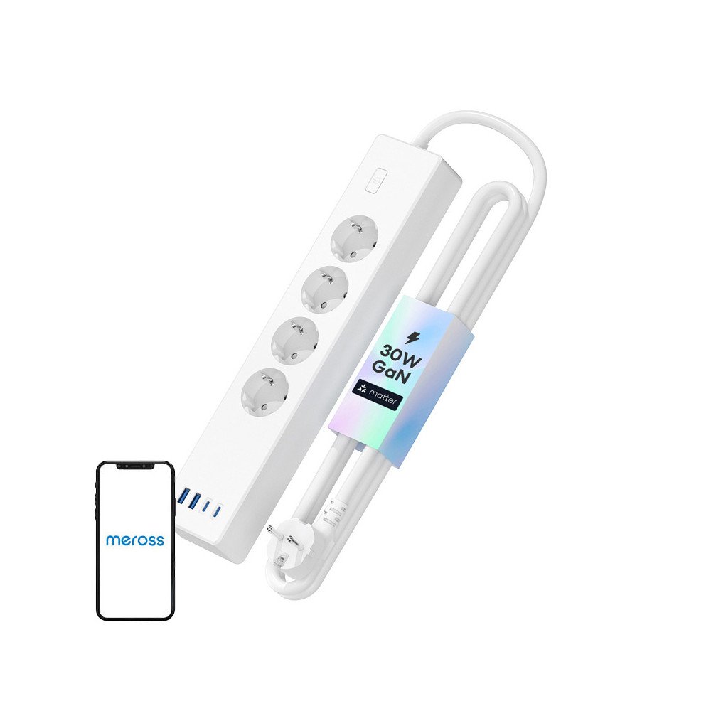 Meross MSP844(EU) nutikas kiirlaadimispistikupesa, 4 pistikupesa + 2x USB-A + 2x USB-C (Matter)