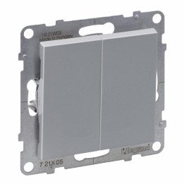 SUNO 2-GANG ONE-WAY SWITCH 10AX AUTOMATIC TERMINALS ALUMINIUM