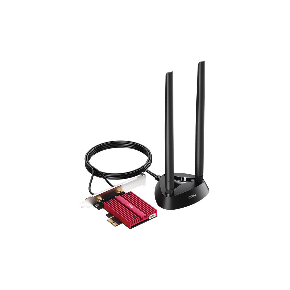 PCIE WI-FI 6E NETWORK ADAPTER WE4000 Bluetooth 5.3 2.4 GHz, 5 GHz, 6 GHz 574 Mbps + 2402 Mbps + 2402 Mbps CUDY