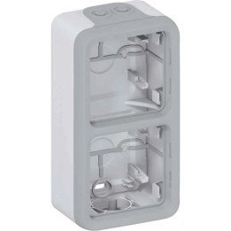 Surface mounting box Plexo IP 55 - 2 gang vert - with membrane glands - grey