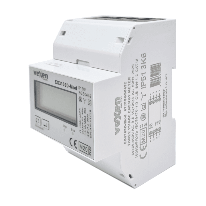 ESM3100DM trijų fazių, vieno tarifo, energijos skaitiklis 100A su Modbus RTU, MID