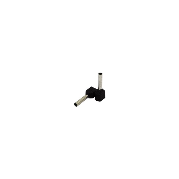 Insulated twin-end sleeve 1,5mm2/12mm, black, 100 pcs