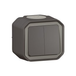 PLEXO 2 GANG 2-WAY SWITCH OR 2 GANG PUSH BUTTON - ANTHRACITE - SURFACE