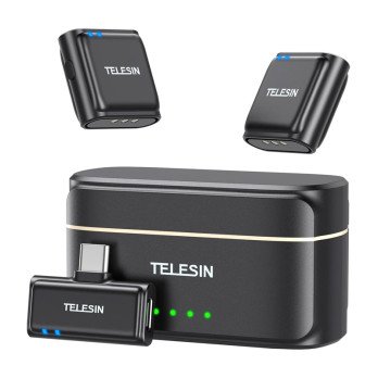 TELESIN belaidis kaklaraistis mikrofonas + maitinimo blokas telefonams (USB-C)