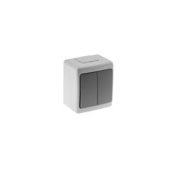 BETA switch 1+1 surface grey IP44