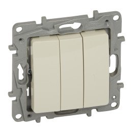 One-way switch Niloe - 3-gang - 10 AX - 250 V - screw terminals - ivory