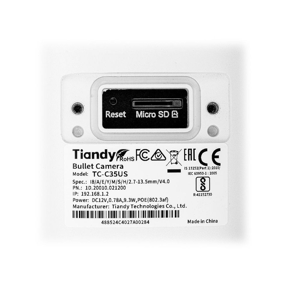 IP TC-C35US :I8/A/E/Y/M/S/H/2,7-13,5MM/V4.0 5 2,7 ... 13,5 TIANDY