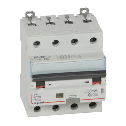 RCBO - DX 6000 -10 kA -4P-400 V -20 A -30 mA -AC tipas