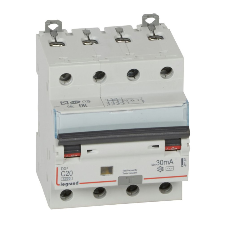 RCBO - DX 6000 -10 kA -4P-400 V -20 A -30 mA -AC tipas