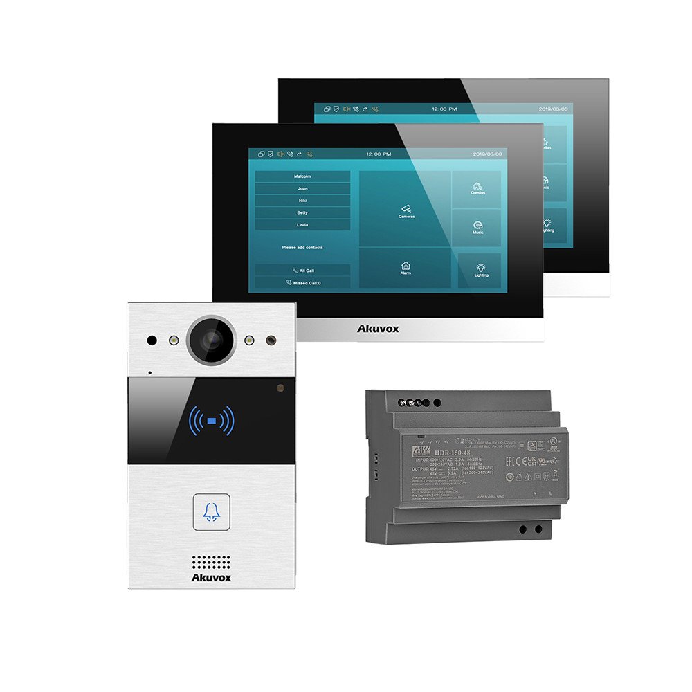 Akuvox Panel R20A-2 2-wire video intercom kit Silver 2x Monitor C313W-LP-2