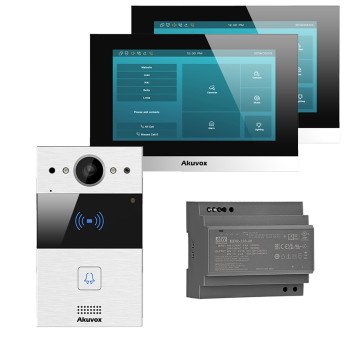 Akuvox Panel R20A-2 2-wire video intercom kit Silver 2x Monitor C313W-LP-2