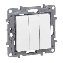 One-way switch Niloe - 3-gang - 10 AX - 250 V - screw terminals - white