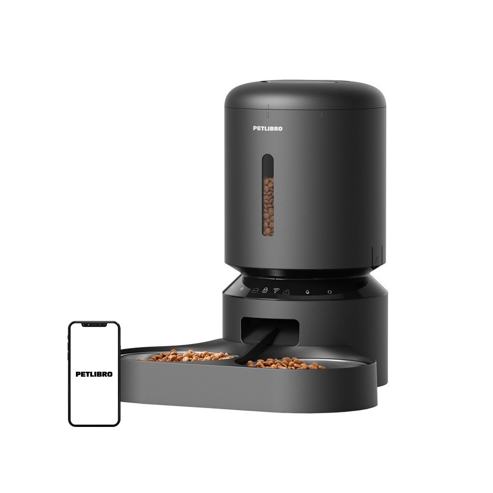 Petlibro Granary maisto balionelis su dvigubu dubeniu, WiFi, 5L (juoda)