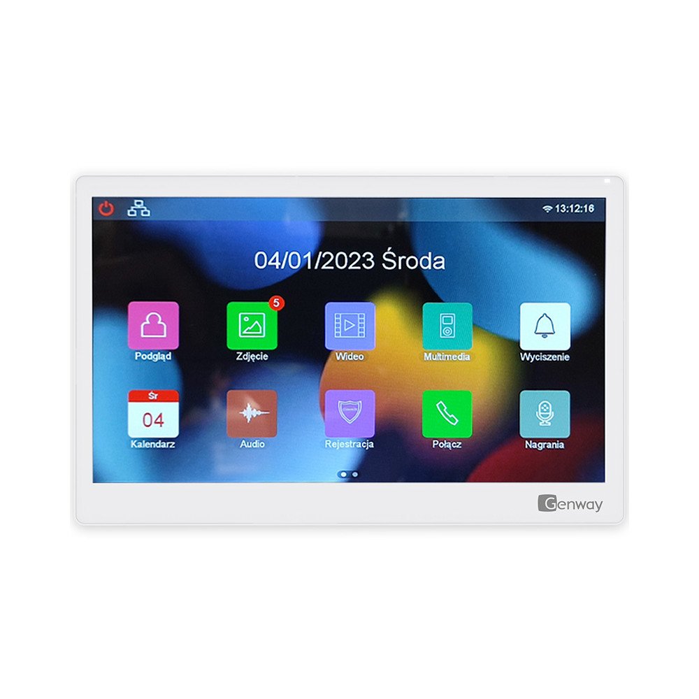 Genway F-V14-2W - monitor Valge ohuke puutetundlik video sisetelefon 10" WiFi Tuya Smart