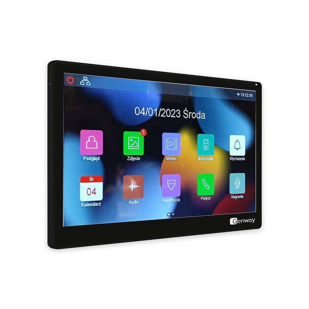 Genway F-V14-2W-BL - Naytto Musta ohut kosketusnaytto video intercom 10" WiFi Tuya Smart