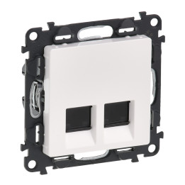 Double RJ 45 socket Valena Life - Cat. 6 UTP - with cover plate - white