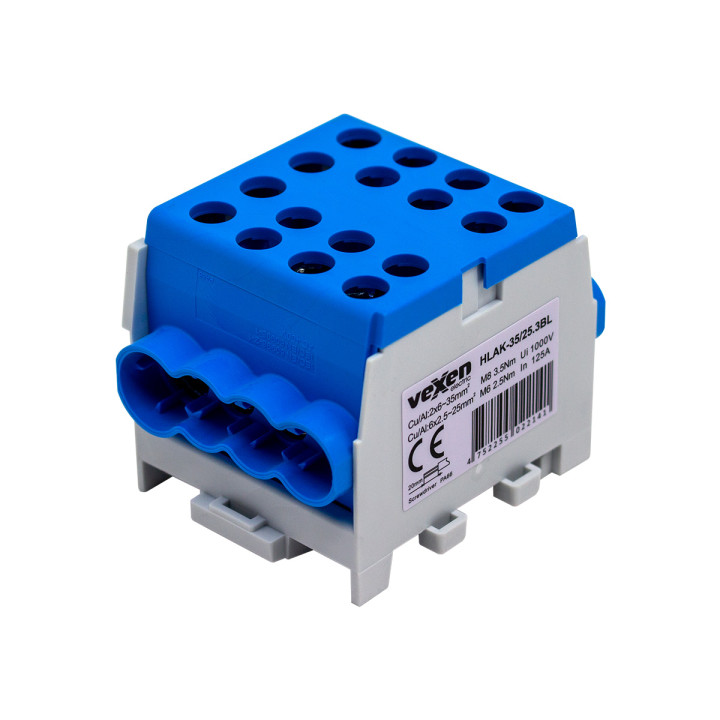 HLAK gnybtas Al/CU 2x35-6x25mm - mėlynas