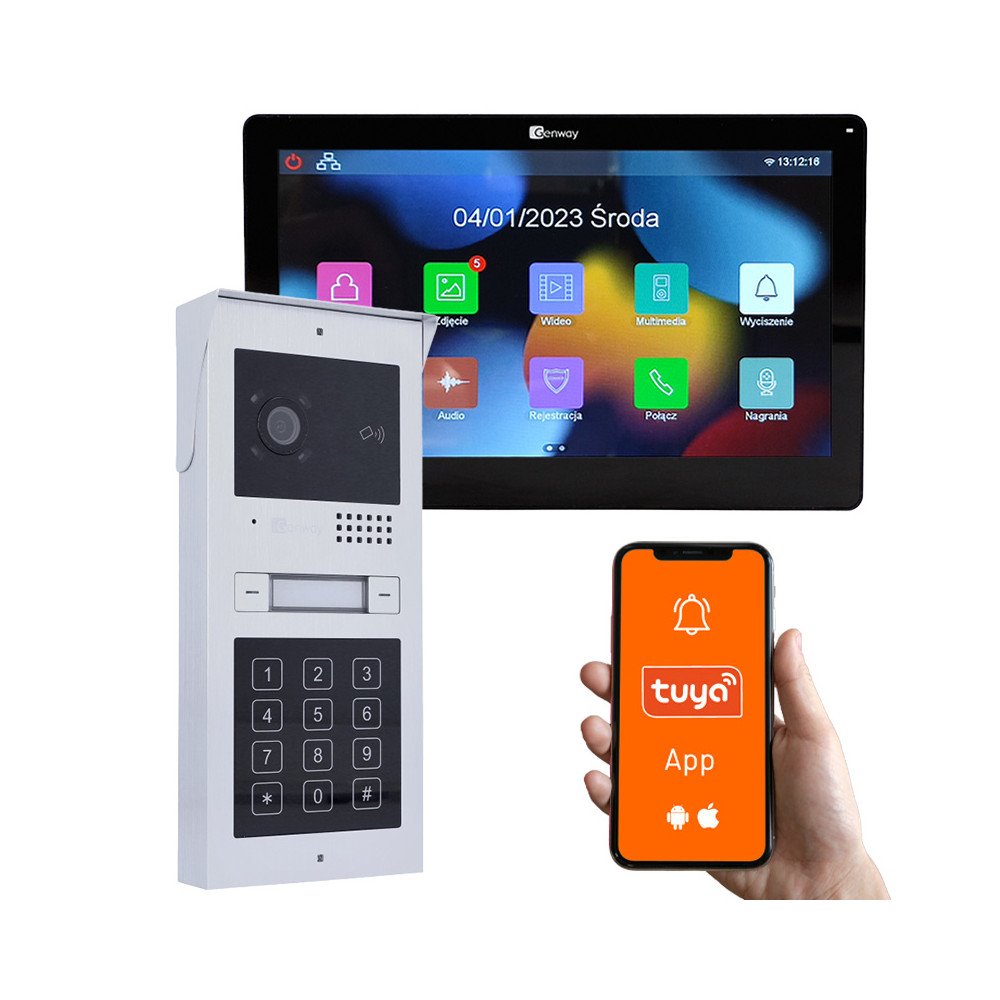 Genway F-C52V13C - Viens vai divi gimenes video domofonu komplekts 7" WiFi Tuya