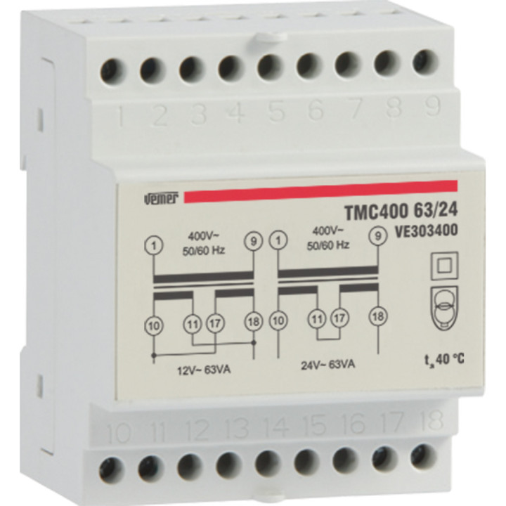 Tmc 63/24 трансформатор безопасности 63VA 400/12-24V
