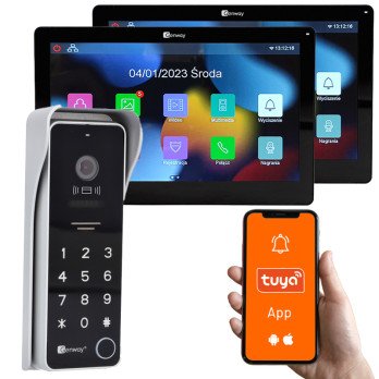 Genway F-S9V13-2W-C-2 kahe juhtmega video sisetelefoni komplekt, 2 puutetundlikku monitori 7" WiFi Tuya