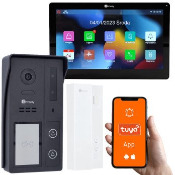 Genway 2-juhtmeline video sisetelefon 7-tollise WiFi ja Tuya puutetundliku monitori ning taiendava telefonitoruga