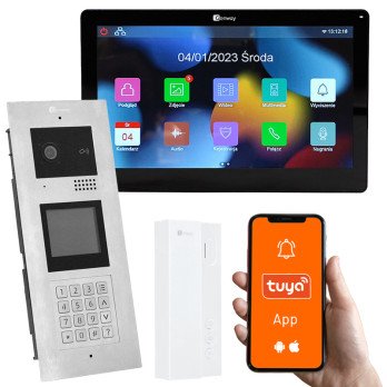 Multi-family intercom, opening with code, card, key fob, answering on Tuya phone, video ready