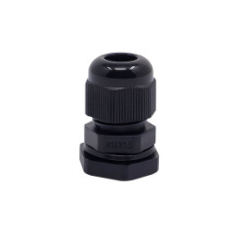 M12 juodo plastiko kabelio sandariklis, IP68, 3-6,5 mm